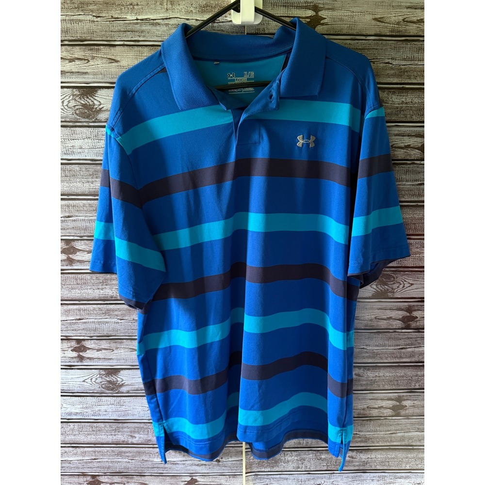 Under Armour Men's HeatGear Loose Fit Short-Sleeved Polo Shirt Size XL Striped